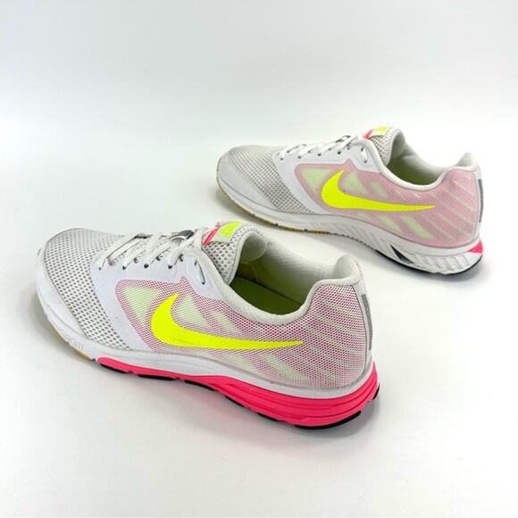 Nike Zoom Fly Dynamic Support Women Running Sneakers Size 10 White Pink Yellow - Picture 12 of 16